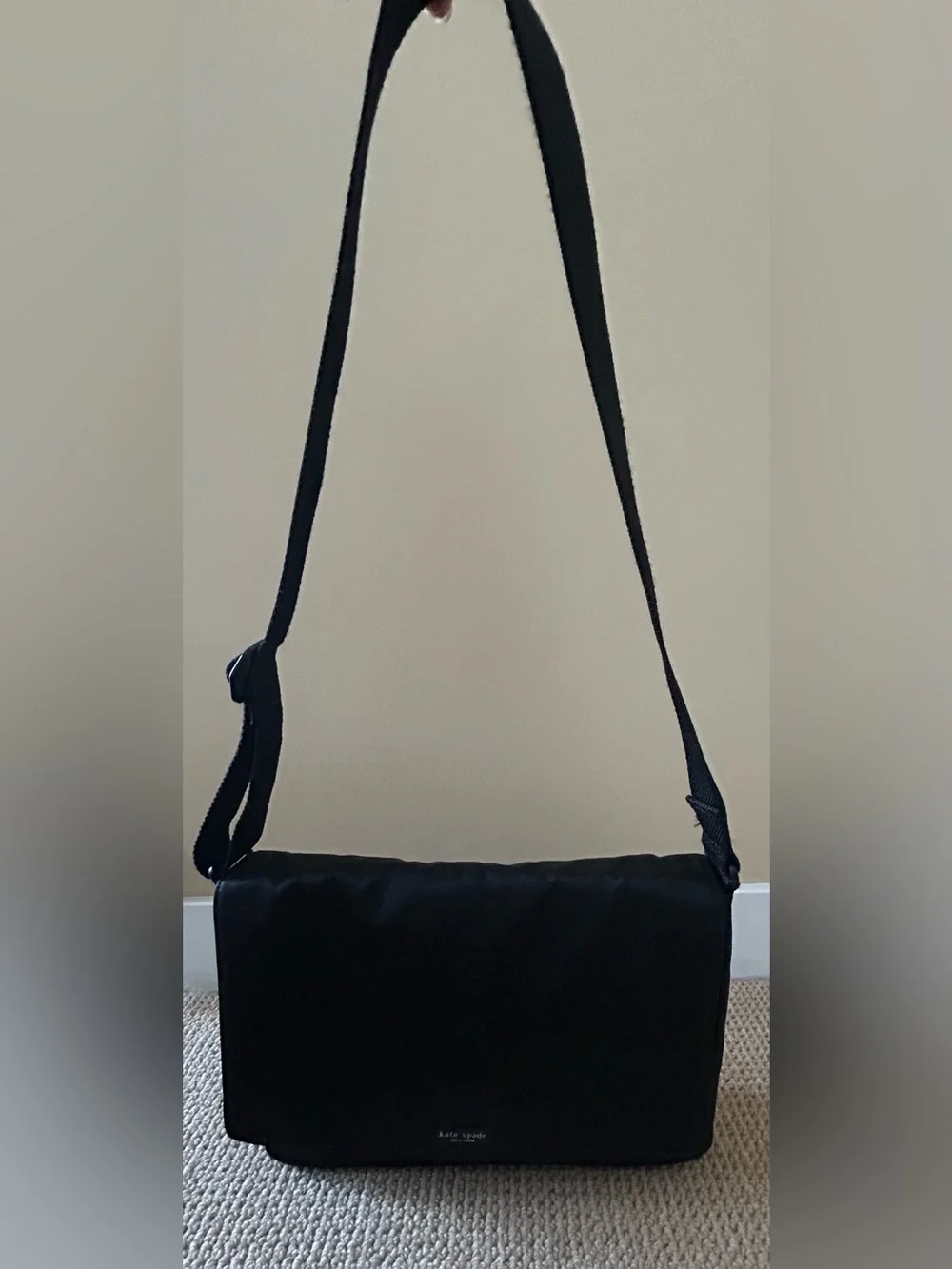 90s Y2K Kate Spade New York Black Nylon Messenger Laptop Crossbody Bag One Size